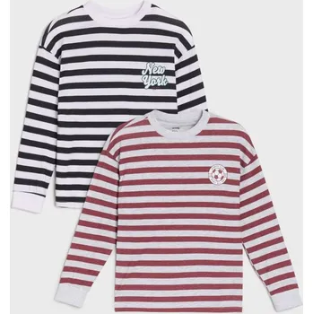 Sinsay - Bavlněné tričko s pruhy 2 pack - bílá - 033FT-00X - 033FT-00X-104