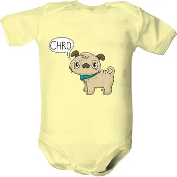 Kojenecký body Dětské body s potiskem mops CHRO dětské