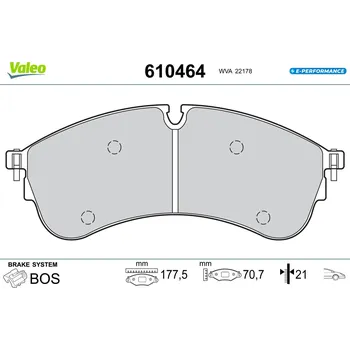 Brzdová destička Sada brzdových destiček, kotoučová brzda VALEO 610464
