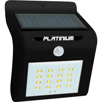 Bezpečnostní detektor Platinium Nástěnné solární LED světlo s detektorem pohybu černá bílá