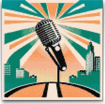 Diamantové malování Diamantové malování - Mikrofon Velikost: 30x30cm, Rámování: Pouze srolované plátno, Diamanty: Čtvercové