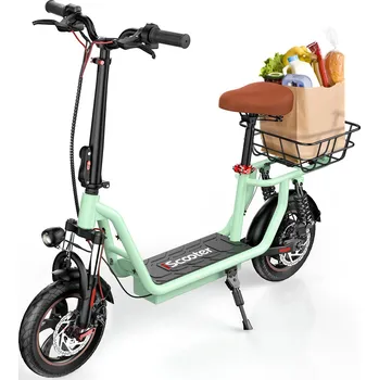 Elektrokoloběžka ISCOOTER Elektrická koloběžka se sedadlem a zadním košíkem iScooter i12 36V 7,5Ah baterie NO SIZE ZELENÁ