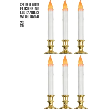 Party dekorace LED svíčky s časovačem, 23cm, 6ks