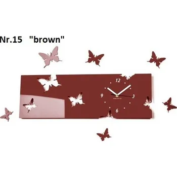 Hodiny Motýlci nástěnné hodiny z akrylového skla hnědá