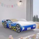 Výjimečná modrá postel ve tvaru závodního auta 160 x 80 cm