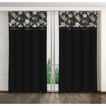 Sprchový závěs Originální černý dekorační závěs s motivem květů Délka: 250 cm