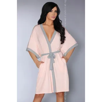 Dámské noční prádlo Moderní růžovo šedý župan se širokými rukávy L/XL