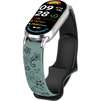 Příslušenství k chytrým hodinkám Dvojbarevný gravírovaný řemínek Mi Band 8/9/10 Barva: Zeleno-černý
