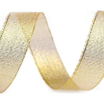 Stuha Brokátová stuha s lurexem šíře 20mm, zlatá