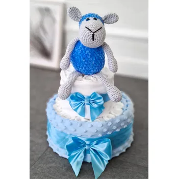 Přebalování Plenkový dort s modrou ovečkou