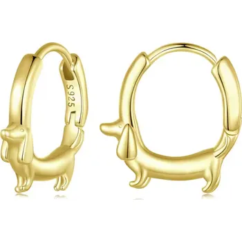Náušnice For Silver Kruhové náušnice Jezevčík - Stříbro 925 Druh barvy: Zlatá