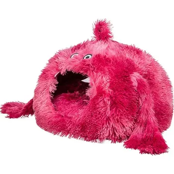 Pelíšek pro psa TRIXIE Kukaň MONSTER, 46 x 33 x 46 cm, dlouhovlasý plyš, růžově červená - LIMITOVANÁ NABÍDKA