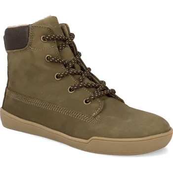 Dívčí obuv Barefoot dětské zimní boty Develab - Mid Boot Laces WR Kaki Nubuck hnědé Velikost: 35