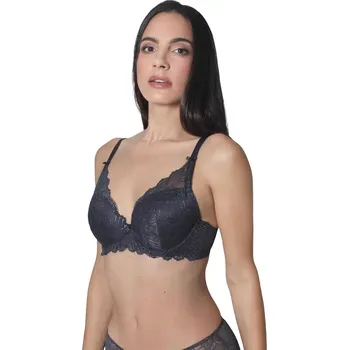 Souprava dámského spodního prádla Vyztužená podprsenka Sassa s kosticemi a krajkou 24554 antracit velikost 80B