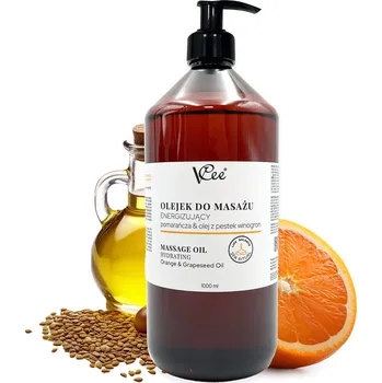Masážní přípravek Přírodní veganský masážní olej VCee 1000 ml pomerančový olej a a z hroznov