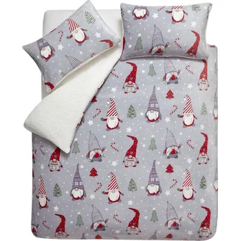 Povlečení Šedé povlečení na dvoulůžko/prodloužené z mikroplyše 230x220 cm Festive Gnomes – Catherine Lansfield ID_1800611