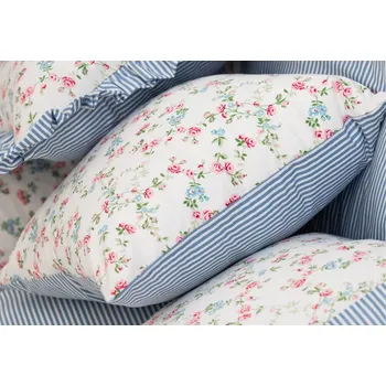 Povlečení Podpěrová s.r.o. Polštář KYTIČKA VIVIANE / MODRÝ PROUŽEK Velikost: 70x90 cm KREP N