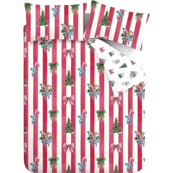 Povlečení Červené/bílé povlečení na dvoulůžko 200x200 cm Christmas Stripe – Catherine Lansfield ID_1800045