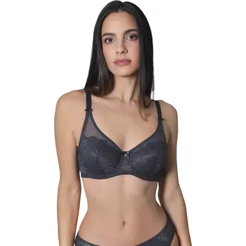 Souprava dámského spodního prádla Kosticová podprsenka Sassa s krajkou 24555 antracit velikost 75B