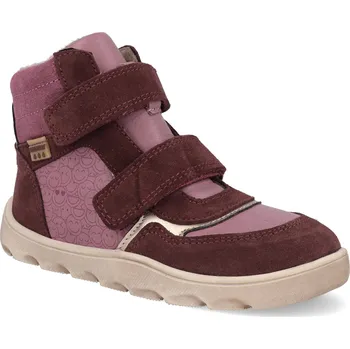 Dívčí zimní obuv Barefoot dětské zimní boty Develab - Soft Md Ct Snkr 2Velcro WR Burgundy vínové Velikost: 32