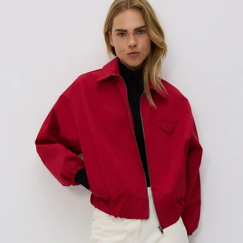 Dámský kabát Reserved - Bomber bunda s límcem - červená - 919HF-33X - 919HF-33X-XL