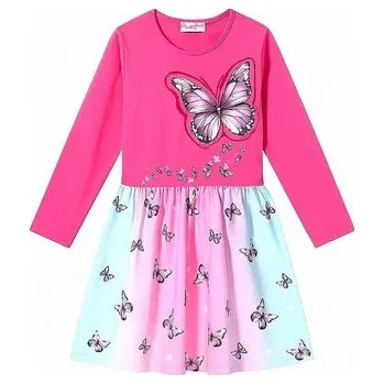 Dívčí šaty KUGO Dívčí šaty s dlouhým rukávem Růžová 116