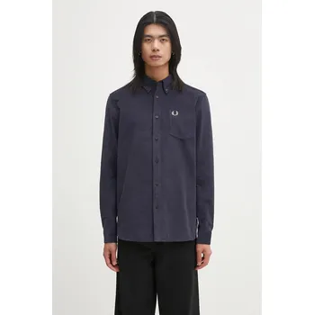 Bavlněná košile Fred Perry pánská, tmavomodrá barva, regular, s límečkem button-down, M1737, M, 59X