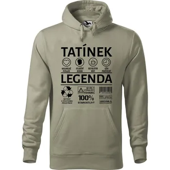 Pánská mikina Pánská mikina s potiskem Tatínek legenda Velikost (muž): M, Vyberte barvu: Světlá khaki