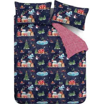 Povlečení Modré povlečení na dvoulůžko 200x200 cm Ski Village – Catherine Lansfield ID_1801087