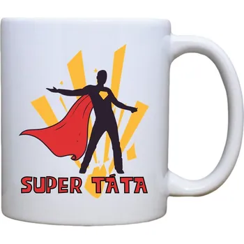 Keramický hrnek s potiskem Super táta Objem a motiv: 400 ml červený uvnitř