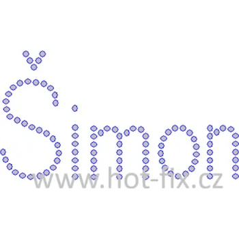 ŠIMON - jméno JM03 nažehlovací hot-fix kamínkový potisk na textil, rozměr cca 11,3x6,2cm barva: kameny barva 101 Crystal /stříbrná