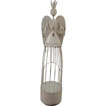 Kovový bílý anděl s korunou 39,5 cm