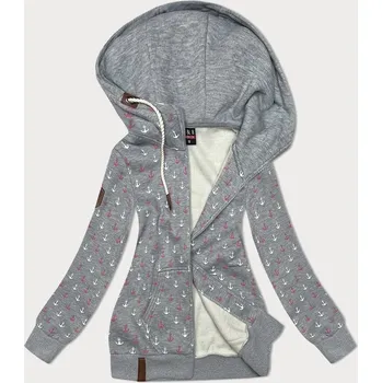 Dámská mikina Teplá šedá rozepínací mikina se vzorem kotev (2307) odstíny šedé XL (42)