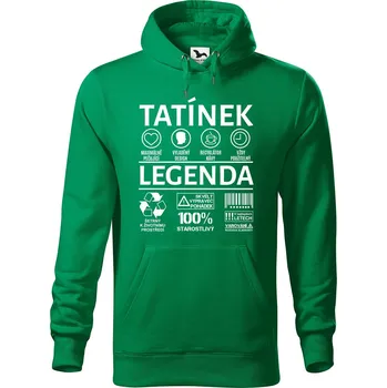 Pánská mikina Pánská mikina s potiskem Tatínek legenda Velikost (muž): S, Vyberte barvu: Středně zelená