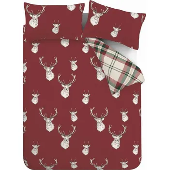 Povlečení Červené povlečení na dvoulůžko/prodloužené 230x220 cm Munro Stag Check – Catherine Lansfield ID_1800985