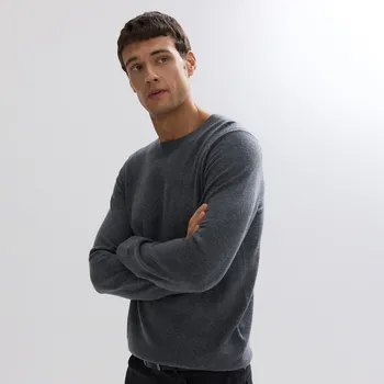 Pánský svetr Reserved - Svetr z vlny merino - středně šedá - 441GQ-85M - 441GQ-85M-M