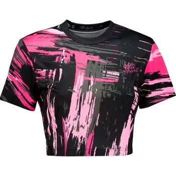 Dámské tričko Dámský crop top premium ALTISPORT VOJ/ALW010TR07 ČERNÁ/SVĚTLE RŮŽOVÁ ČERNÁ/SVĚTLE RŮŽOVÁ L