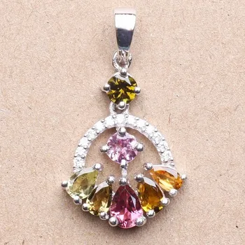 Přívěsek Přívěsek stříbrný s vícebarevnými turmalíny a zirkony stříbro Ag 925 020118 MT 2,0 cm, 2,3 g