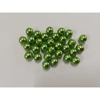 Dětské navlékací korálky Voskované perly 6mm - světle zelené - 30ks