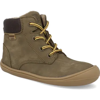 Dívčí obuv Barefoot dětské zimní boty Develab - Soft Shoe Laces WR Kaki Nubuck zelené Velikost: 24