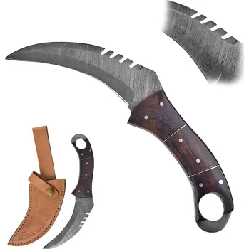 Sebeobrana PAK Damaškový karambit "CLAW OF ANCIENT STEEL" s koženým pouzdrem