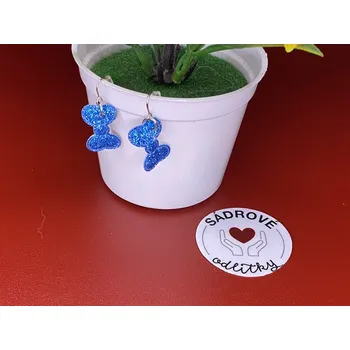 Náušnice HandMade by VeJa Naušnice - třpytivá látková mašle (modrá)