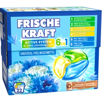 Kapsle na praní Frische Kraft: Univerzální prací kapsle 6v1 22 ks