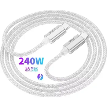 Datový kabel HOCO Dobíjecí, datový kabel pro Samsung Galaxy S23+, 240W 5A, bílý, white, USB-C na USB-C, nahrazuje originál