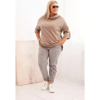 Dámská blůza / halenka dlouhá OVERSIZE 25195-5 béžová UNI XL/2XL/3XL
