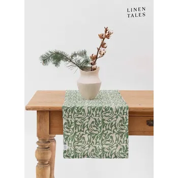 ubrus Lněný běhoun na stůl 40x150 cm Evergreen Damask – Linen Tales ID_1806040