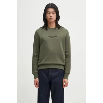 Pánská mikina Mikina Fred Perry pánská, zelená barva, s aplikací, M4727, S, 91X
