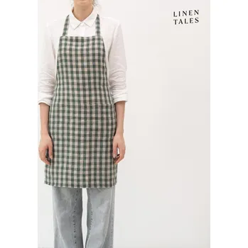 Kuchyňská zástěra Lněná zástěra Forest Green Gingham – Linen Tales ID_1806026