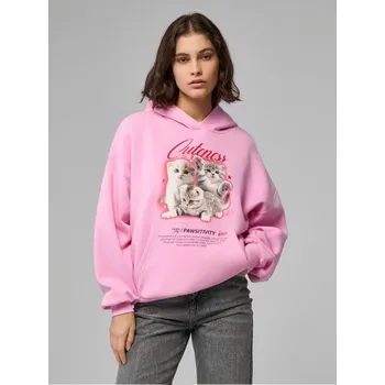 Dámská mikina Mikina s&nbsp;kapucí a&nbsp;potiskem - S - House - růžový - 117GB-30X