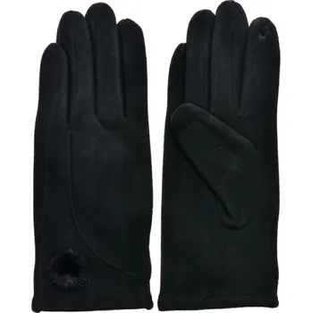 Rukavice Černé dámské zimní rukavice s bambulkou Pascoe – 9x24 cm